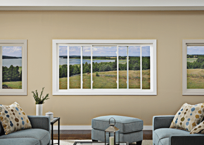 Slider Window in Living Room with Farm Scene